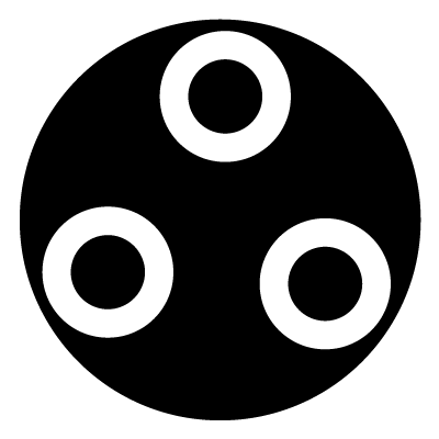 Three white hollow circles in a triangular position on a black circle gobo.