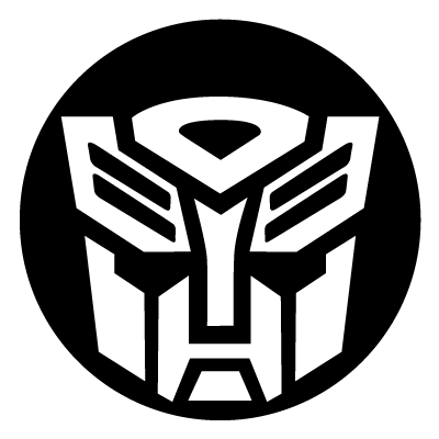 White Autobot symbol on a black circle gobo.