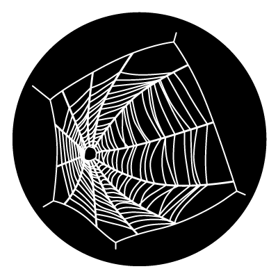 Wide distorted white cobweb on a black circle gobo.