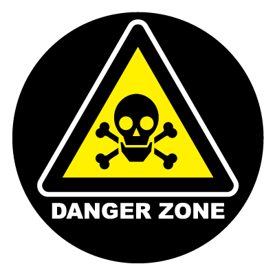 Yellow 'Danger zone' safety signage gobo.