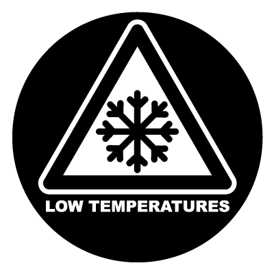 Low temperatures safety signage gobo.