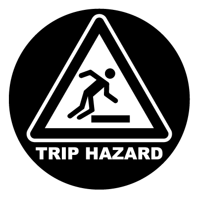 Trip hazard safety signage gobo.