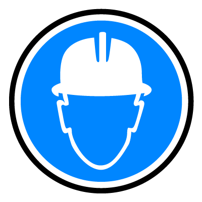 Blue 'Hard hats' safety signage gobo.