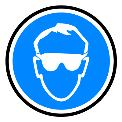 Blue 'eye protection' safety signage gobo.