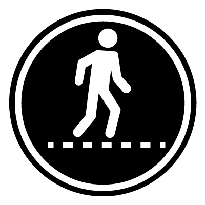 Pedestrian crossing safety signage gobo.