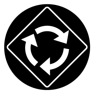 Diamond 'Roundabout' safety signage gobo.