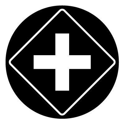 Diamond 'crossroads' safety signage gobo.