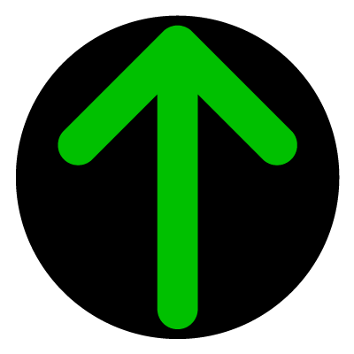 Green wayfinder ahead arrow safety signage gobo.