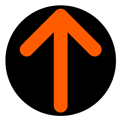 Orange wayfinder ahead arrow safety signage gobo.