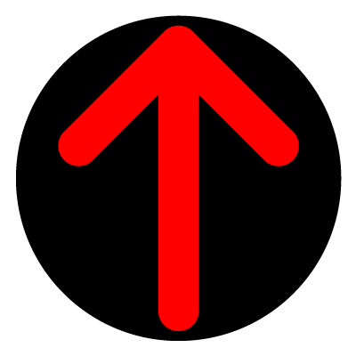 Red wayfinder ahead arrow safety signage gobo.