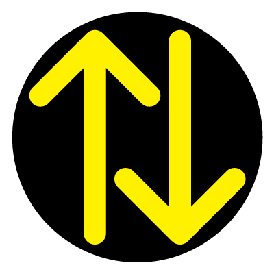 Yellow 2 way direction safety signage gobo.