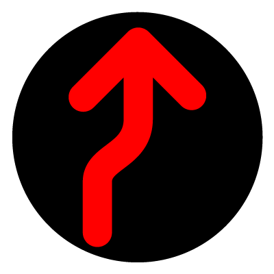 Red curve right wayfinder safety signage gobo.