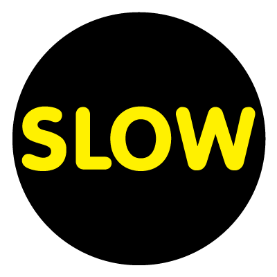 Yellow 'slow' safety signage gobo.