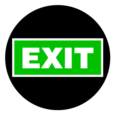 Green 'Exit' safety signage gobo.