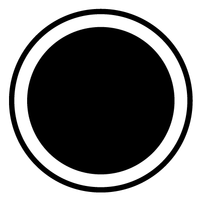 White outline of a hollow circle on a black circle gobo.