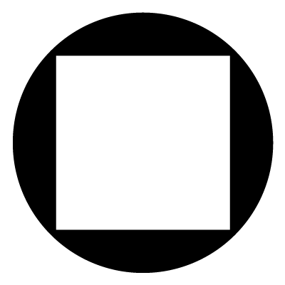 White square on a black circle gobo.