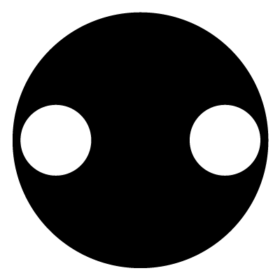 Two parallel white circles on a black circle gobo.